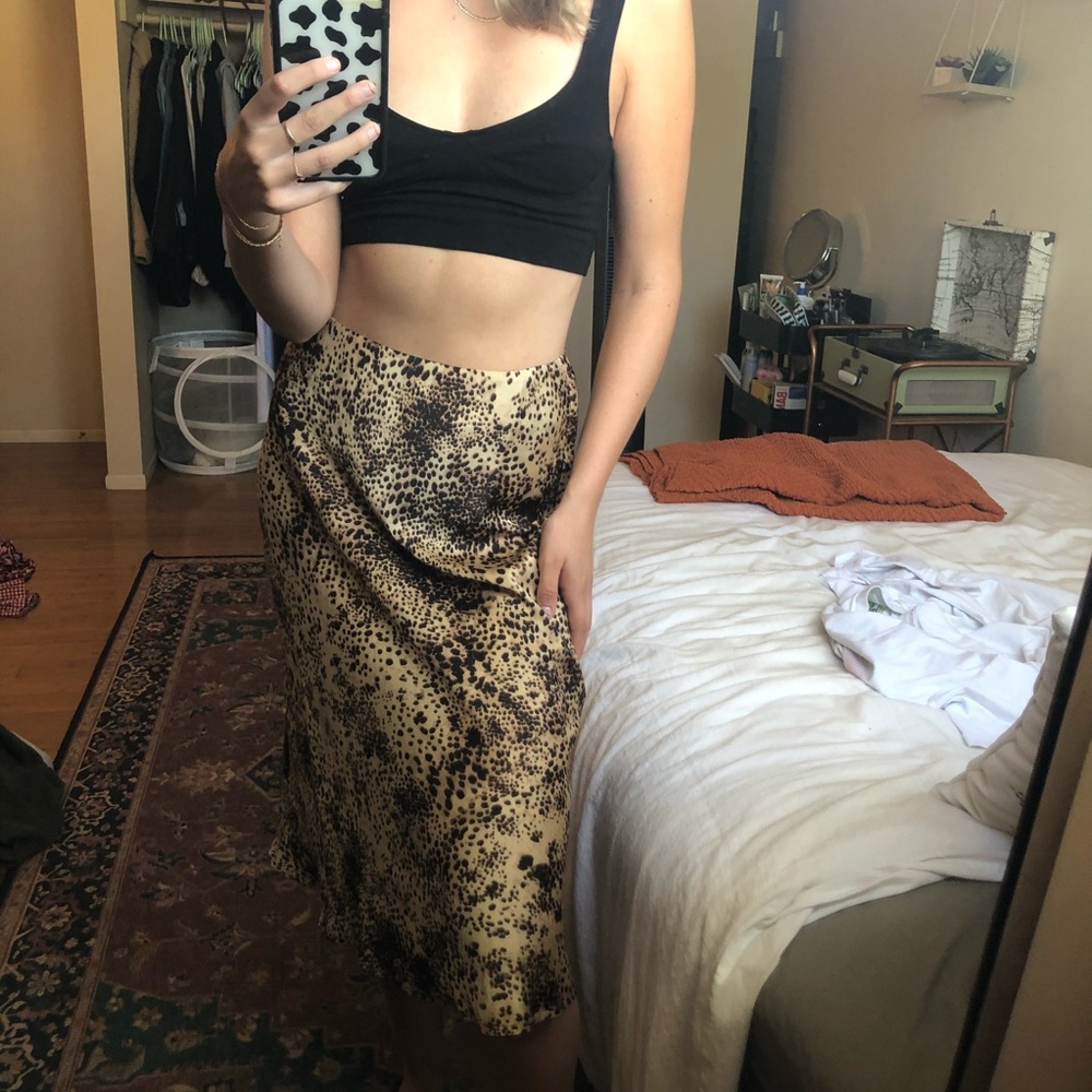 cheetah print midi skirt